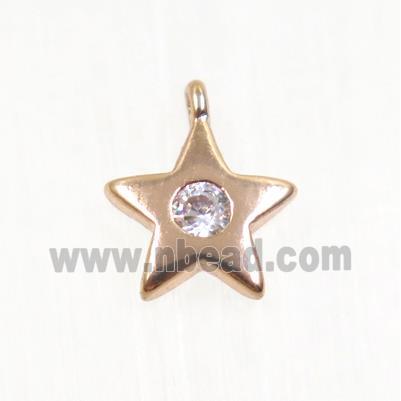 copper star pendant pave zircon, rose gold