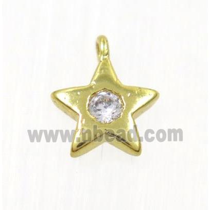 copper star pendant pave zircon, gold plated