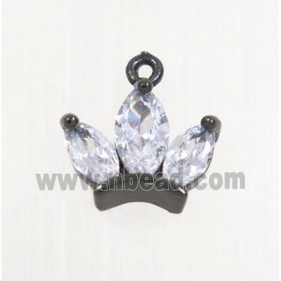 copper crown pendant pave zircon, black plated