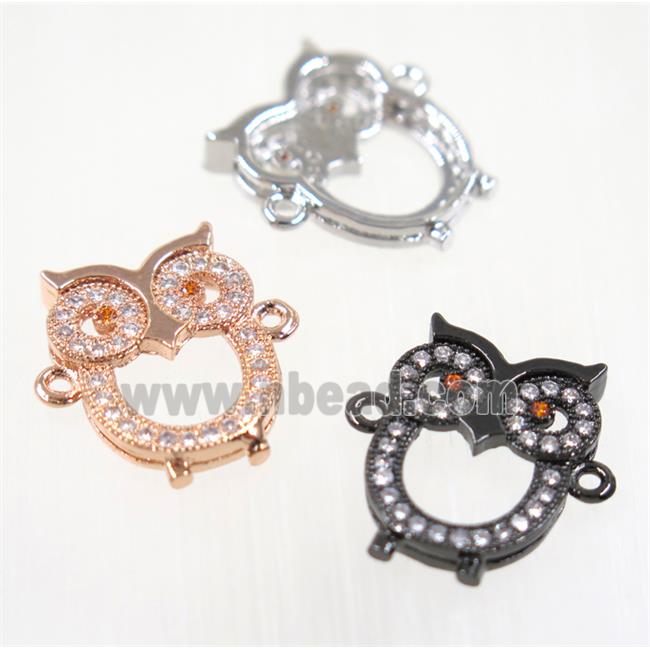 copper owl connector pave zircon, mix color