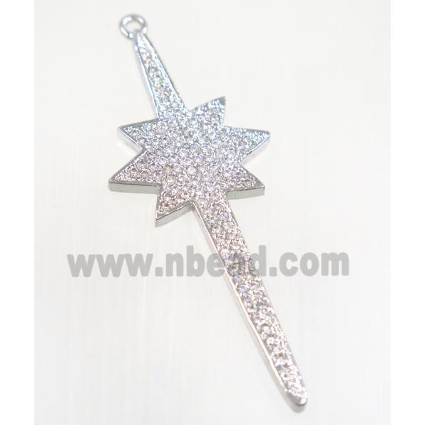 copper northStar pendant pave zircon, platinum plated