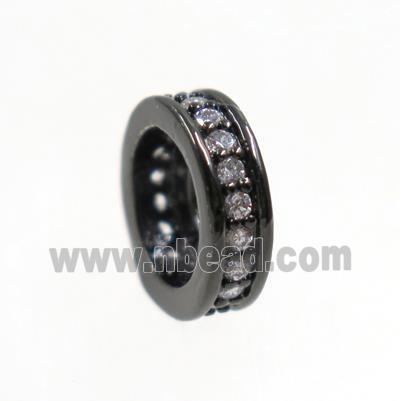 copper heishi beads paved zircon, black plated