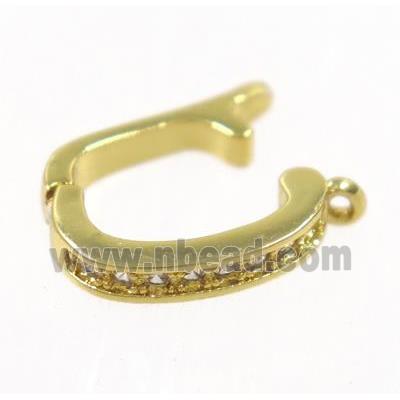 copper clasp paved zircon, gold plated