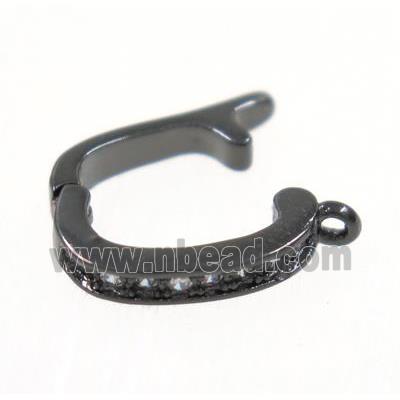 copper clasp paved zircon, black plated