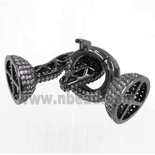 copper clasp paved zircon, black plated