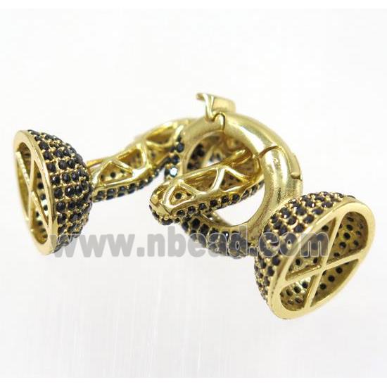 copper clasp paved zircon, gold plated