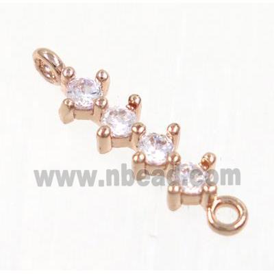 copper stick connector paved zircon, rose gold