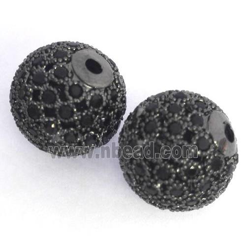 copper bead paved zircon, round, black