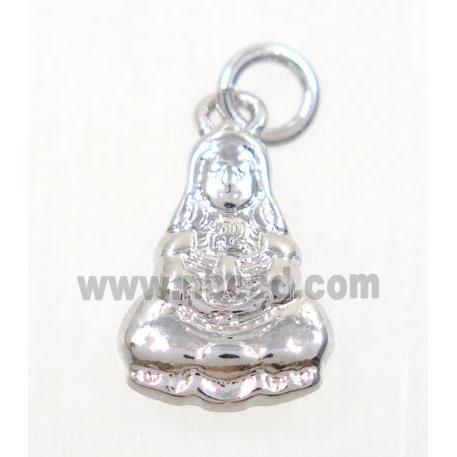 copper Buddha pendant, platinum plated