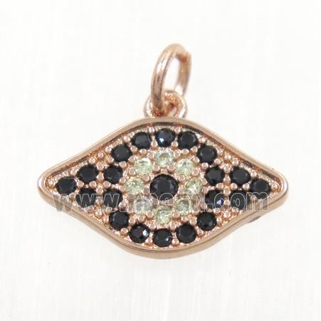 copper eye pendant paved zircon, rose gold