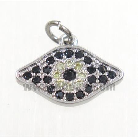 copper eye pendant paved zircon, platinum plated