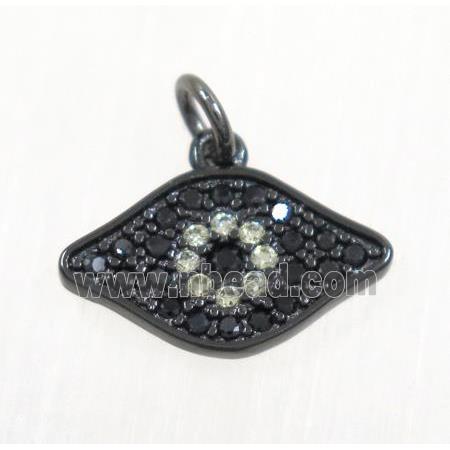 copper eye pendant paved zircon, black plated