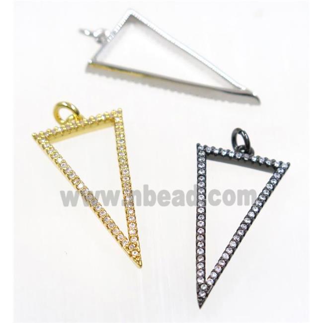 copper Triangle pendant paved zircon, mix color