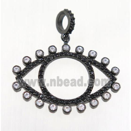 copper Eye charm pendant paved zircon, black plated