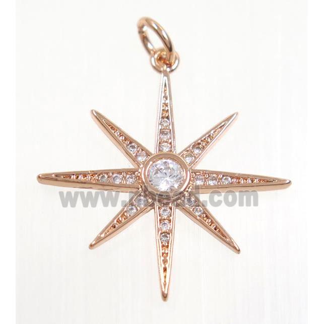 copper NorthStar pendant paved zircon, rose gold