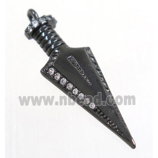 copper Arrowhead pendant paved zircon, black plated