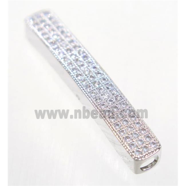 curving copper tube beads paved zircon, platinum plated