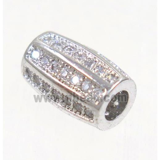 copper tube bead paved zircon, platinum plated