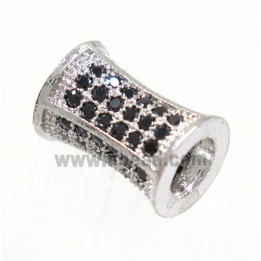 copper bamboo beads paved zircon, platinum plated