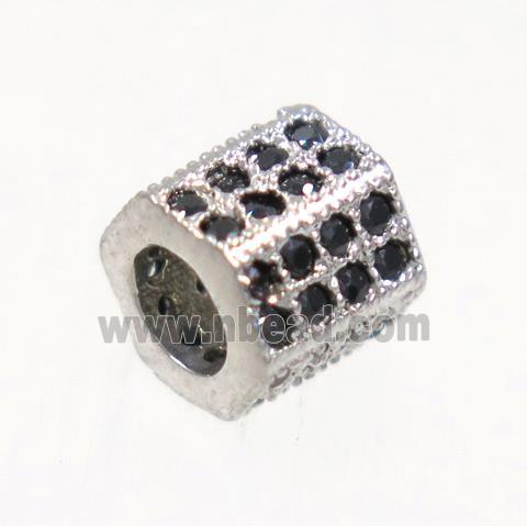 copper tube bead paved zircon, platinum plated