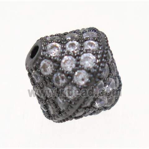 copper bicone beads paved zircon, black plated