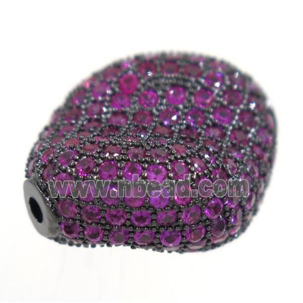 copper twist bead paved hotpink zircon, black plated