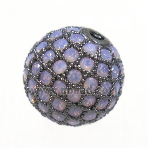 round copper beads paved zircon, black plated