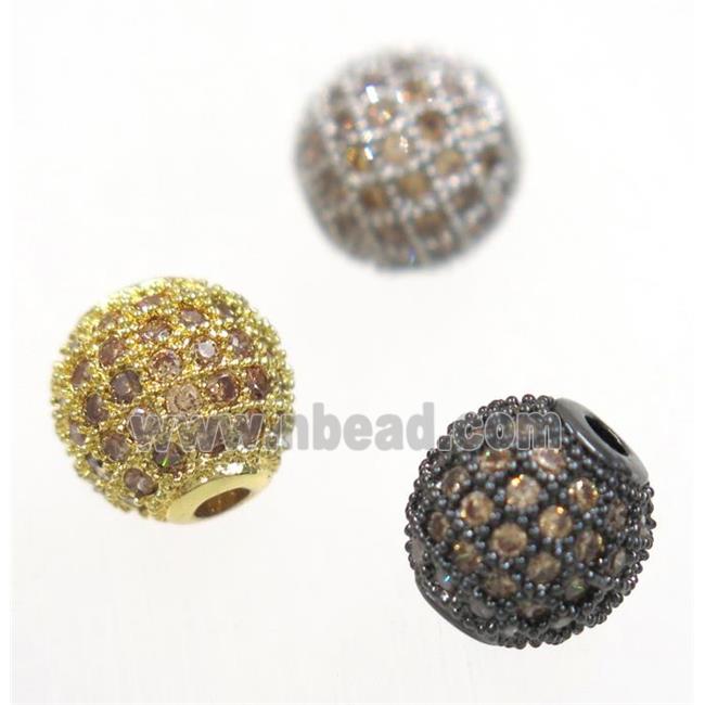 round copper beads paved zircon, mix color