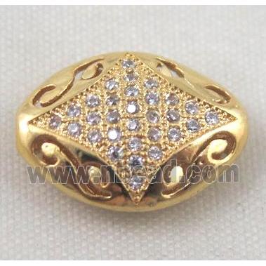 Zircon copper spacer bead, gold plated