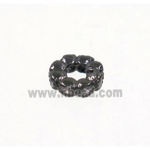 copper rondelle beads paved zircon, black plated