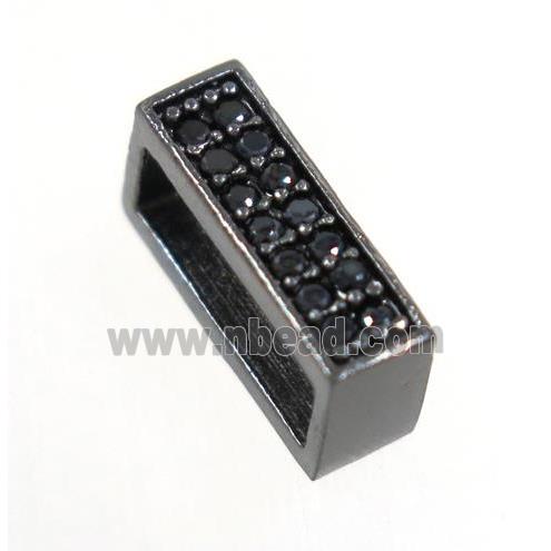 copper rectangle beads paved zircon, black plated