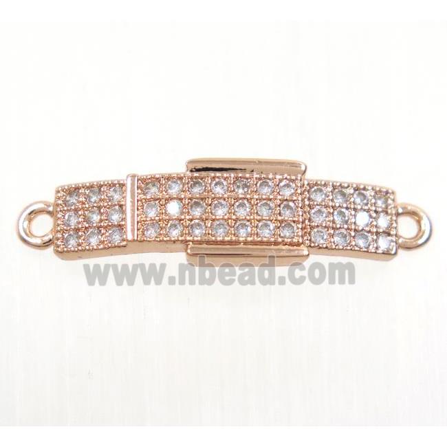 copper Buckle connector paved zircon, rose gold