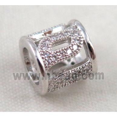 Zircon copper spacer bead, platinum plated