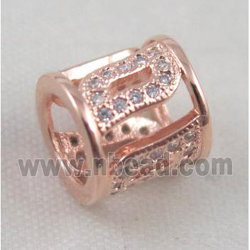 Zircon copper spacer bead, rose gold plated