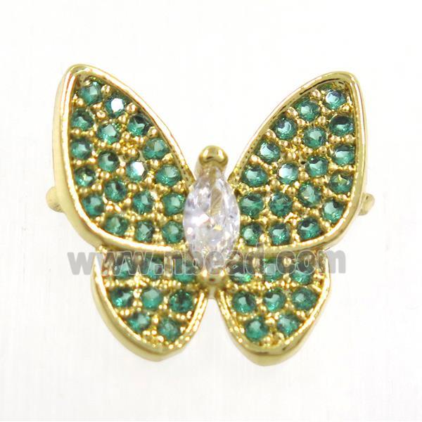 copper butterfly connector paved zircon, gold plated