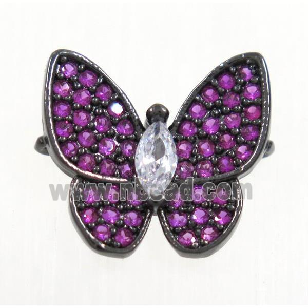 copper butterfly connector paved hotpink zircon, black plated