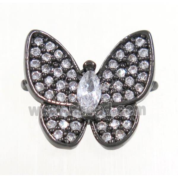 copper butterfly connector paved zircon, black plated