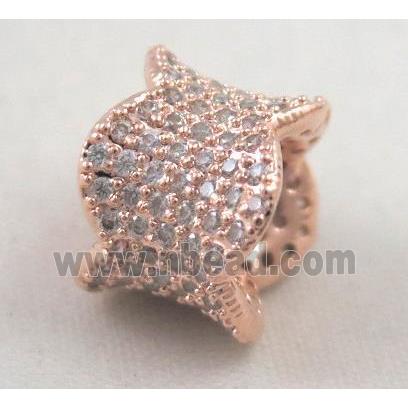 Zircon copper spacer bead, rose gold plated