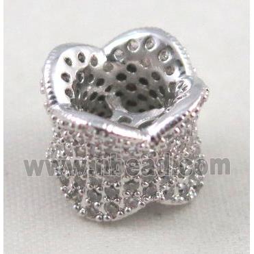 Zircon copper spacer bead, platinum plated