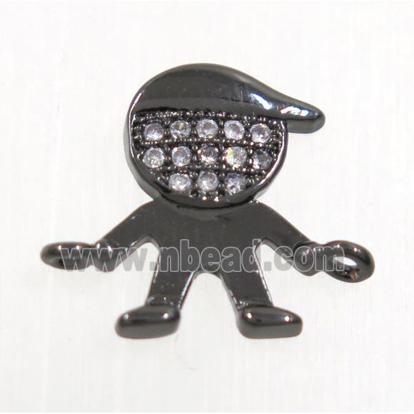 copper boy connector paved zircon, black plated