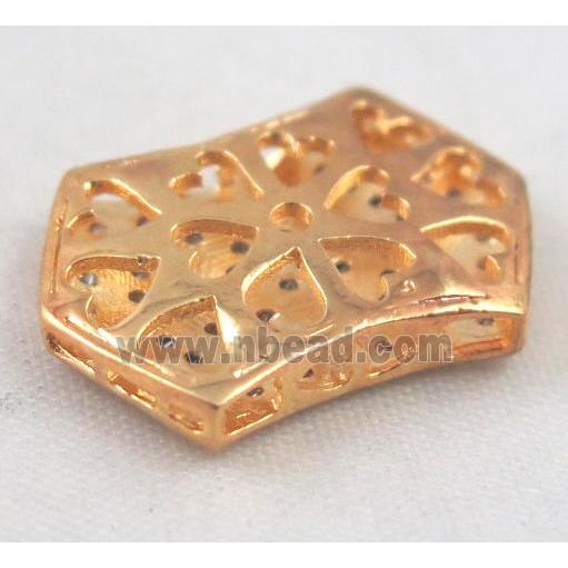 Zircon copper spacer bead, gold plated