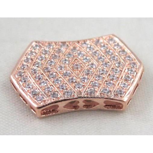 Zircon copper spacer bead, rose gold plated