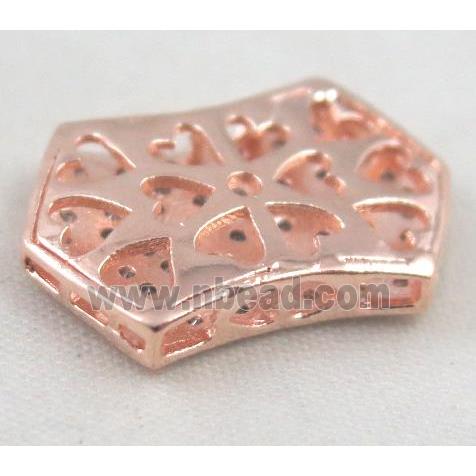 Zircon copper spacer bead, rose gold plated