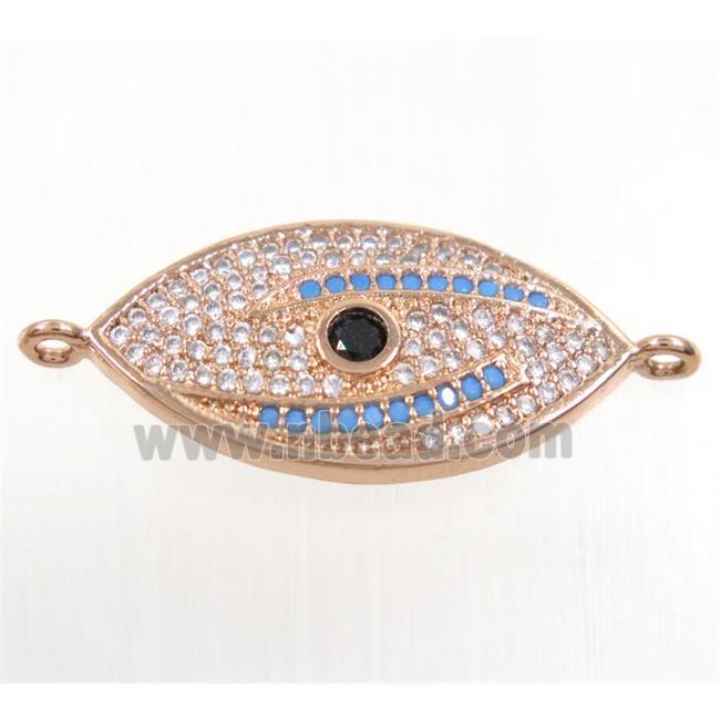 copper eye connector paved zircon, rose gold