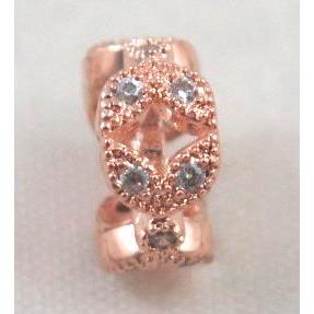 Zircon copper spacer bead, rose gold plated