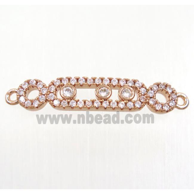 copper connector paved zircon, rose gold