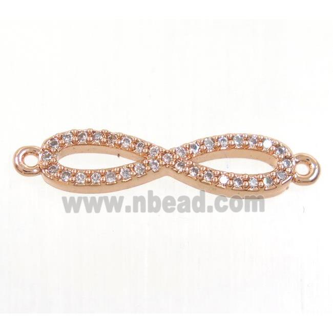 copper infinity connector paved zircon, rose gold