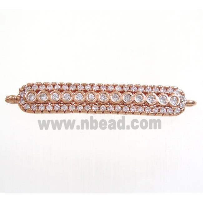 copper stick connector paved zircon, rose gold