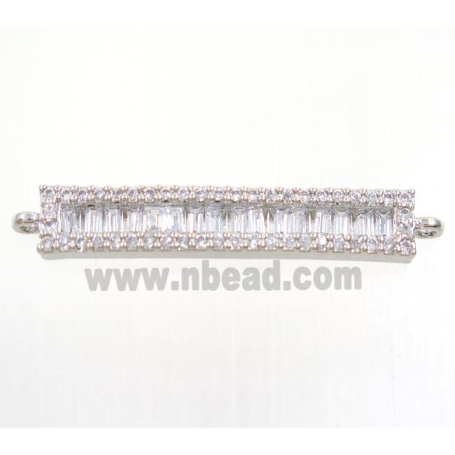 copper stick connector paved zircon, platinum plated