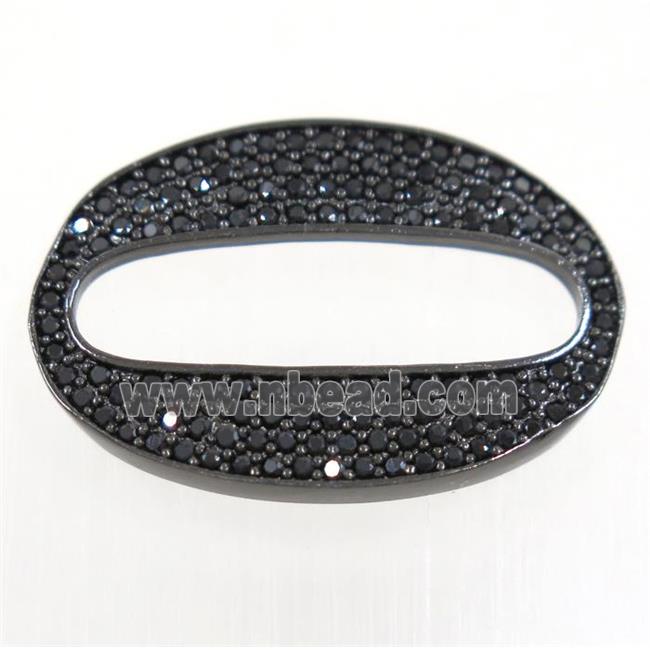 copper oval connector paved zircon, black plated